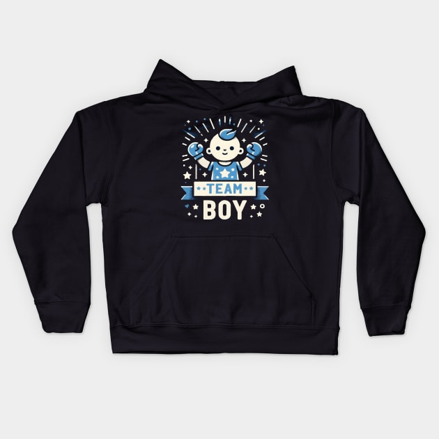 Team Boy Baby Announcement Gender Reveal Family Party Boxing Kids Hoodie by TopTees